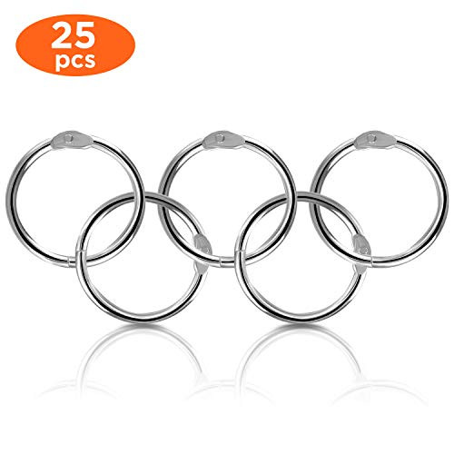 Zannaki 2 Inch (25 Pack) Loose Leaf Binder Rings, Nickel Plated Steel Binder Rings, Keychain Key Rings, Metal Book Rings, Silver, for School, Home, or Office
