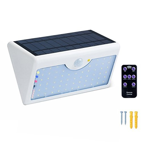 WYBAN Solar Sensor Lights 60 LEDs with Remote Control Five-Mode 1300LM Wireless Waterproof Solar Motion Sensor Security Light Perfect for Driveway Pathway Yard Garden Outdoor Lighting Coolwhite