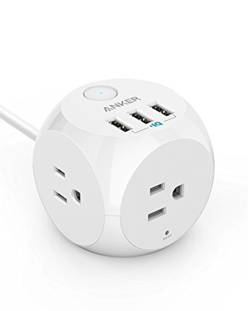 Power Strip, Anker PowerPort Cube, 3 Outlets and 3 USB Ports with Switch Control, Overload Protection, 5 ft Cable, Ultra-Compact for Travel and Office