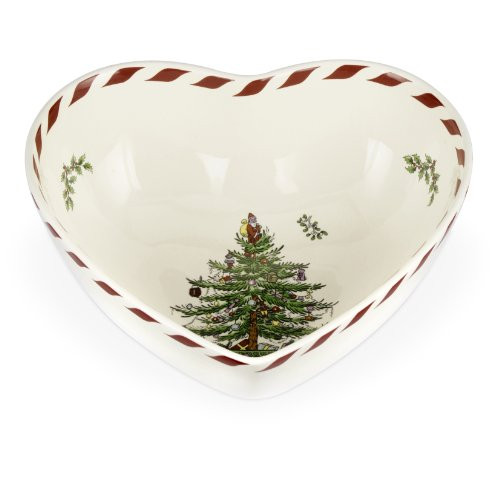 Spode Christmas Tree Peppermint Heart Bowl, 8-Inch Spode Christmas Tree Peppermint Heart Bowl, 8-Inch