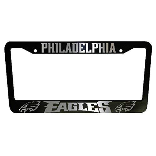 ClustersNN Bhartia Philadelphia Eagles Black Chrome License Plate Frame Stainless Metal Tag Holder 12" X 6"