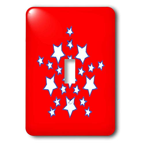 3dRose lsp_24499_1 Star Shape Of Blue and White Stars On Red Single Toggle Switch