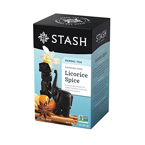 Stash Tea Licorice Spice Herbal Tea, 20 Count Box of Tea Bags Individually Wrapped in Foil (packaging may vary), Naturally Sweet Herbal Tisane, Zero Caffeine, Drink Hot or Iced