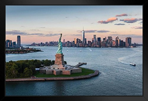 Statue of Liberty at Sunset New York City NYC Photo Black Wood Framed Art Poster 20x14 Statue of Liberty at Sunset New York City NYC Photo Black Wood Framed Art Poster 20x14