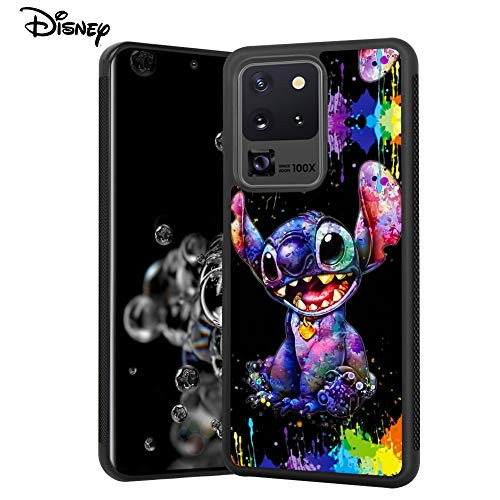 DISNEY COLLECTION Stitch Scrawl Design Tired Case for Samsung Galaxy S20 Ultra 5G 6.9 Inch Shockproof Soft TPU Side and PC Back Samsung Galaxy S20 Ultra Case Non-Slip Cover