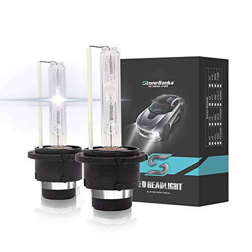 StoneBanks D2S HID Xenon Headlight Replacement Bulbs,6000K Diamond White, 35W High Low Beam for 12V Car D2S D2R HID Headlamp Head Lights, Pack of 2
