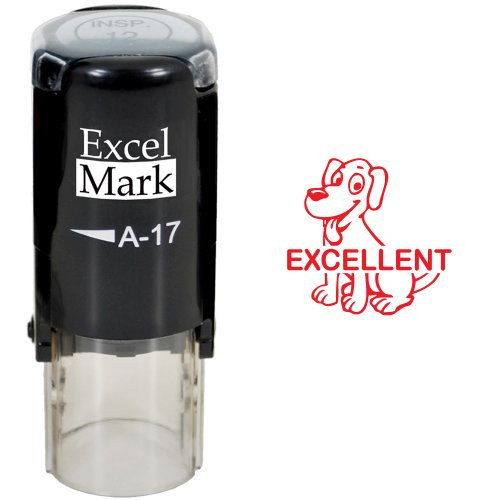 Excellent Dog - ExcelMark Self-Inking Round Teacher Stamp - Red Ink