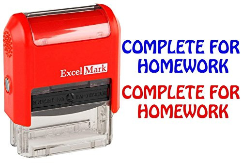 Complete for Homework - ExcelMark Self-Inking Two-Color Rubber Teacher Stamp - Perfect for Grading Homework - Red and Blue Ink