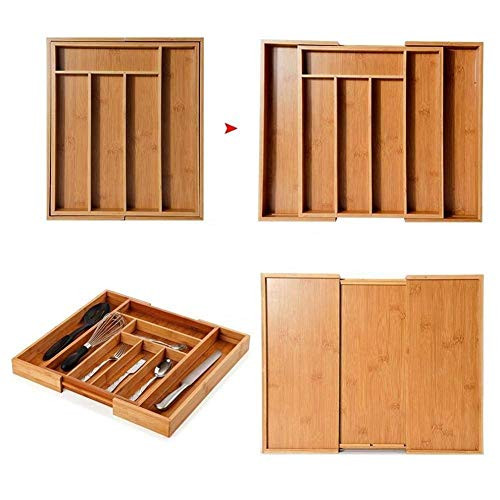 Drawer Organizer, Storage Drawers, kitchen organization, utensil organizer drawer, utensil organizer - Expandable Bamboo Silverware Drawer Organizer that can hold utensils, cutlery, silverware