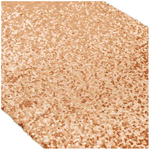 Sale-Rose Gold-Sequin-Table Runner-14x108Inch Sequin Tablecloth Sequin Table Cloths Valentines Day Table Sequin Linens Christmas Runner Party (Rose Gold)