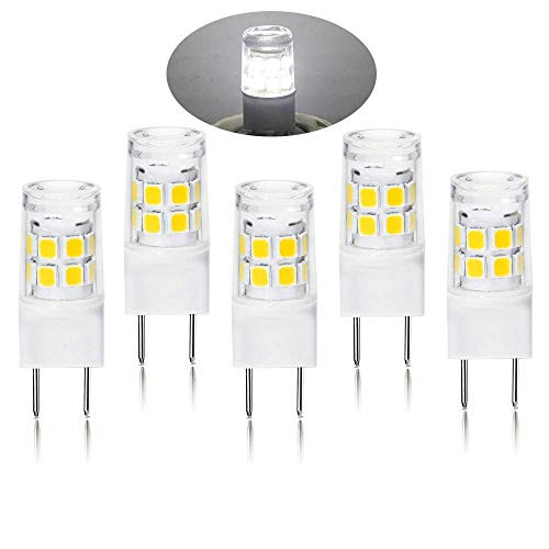 LED G8 Light Bulb, G8 GY8.6 Bi-pin Base LED, Not Dimmable T4 G8 Base Bi-pin Xenon JCD Type LED 120V 50W Halogen Replacement Bulb for Under Counter Kitchen Lighting (5-Pack) (G8 Daylight 6000K)
