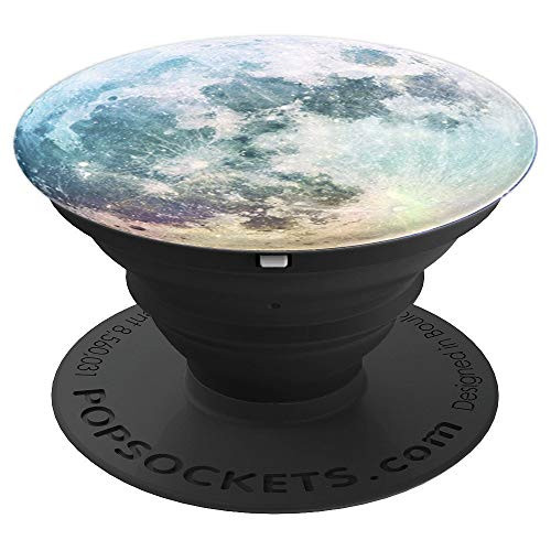 Moon Lunar Surface Full Space Galaxy Gray Green White PopSockets Grip and Stand for Phones and Tablets
