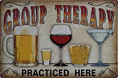 Retro Tin Metal Sign Bar Cave Beer Signs for Cafe Bar Pub Beer Club Wall Decor Group Therapy Practiced Here 12"x 8" (Beer Sign) Retro Tin Metal Sign Bar Cave Beer Signs for Cafe Bar Pub Beer Club Wall Decor Group Therapy Practiced Here 12"x 8" (Beer Sign)