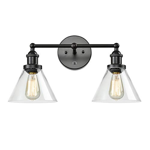 CLAXY Ecopower Wall Sconce Vintage Glass & Metal 2-Lights Wall Lamp
