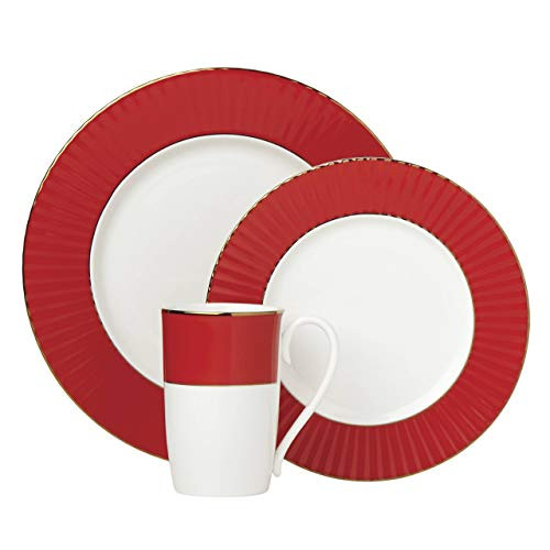 Lenox Red Pleated Colors 3-Piece Place Setting, 3.7 LB