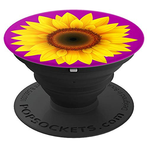 Sunflower Decor Girasol yellow Sun Flower Pink Background PopSockets Grip and Stand for Phones and Tablets