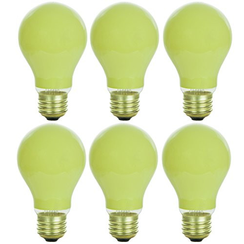 Sunlite 25A/Y/6PK Incandescent A19 25W Light Bulbs, Medium (E26) Base, 25 Watts, Yellow-6 Pack