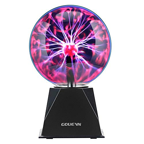 Gouevn Plasma Ball Lamp 6 Inch Magic Plasma Globe - Touch & Sound Sensitive Interactive Plasma Lamp Nebula Sphere Globe with Adapter, Science Educational Gift for Decorations/Parties/Bedroom