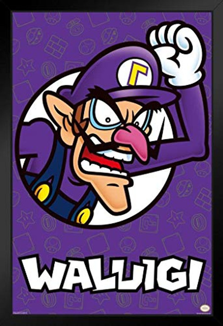 Pyramid America Super Mario Bros Waluigi Nintendo Black Wood Framed Art Poster 14x20 Pyramid America Super Mario Bros Waluigi Nintendo Black Wood Framed Art Poster 14x20