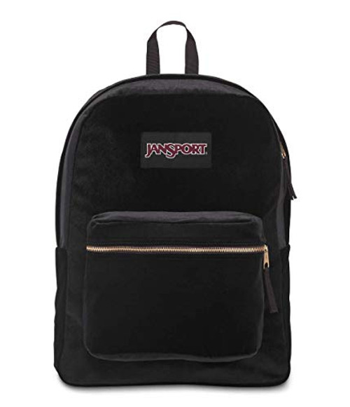 JanSport SuperBreak Velvet Backpack - Lightweight School Pack, Black JanSport SuperBreak Velvet Backpack - Lightweight School Pack, Black