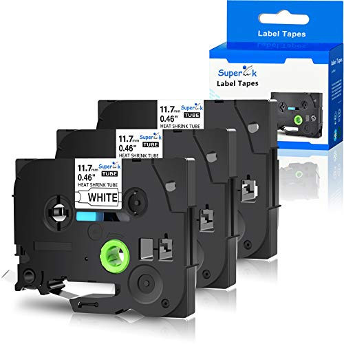 SuperInk 3 Pack Compatible for Brother HSe-231 HSe231 HS-231 HS231 Black on White Heat Shrink Tube Label Tape use in PT-D210 PT-D400 PT-E300 PT-E500 PT-P750WVP Printer (0.46''x 4.92ft,11.7mm x 1.5m)
