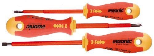 Felo 07157 53175 Ergonic Insulated Slotted and Phillips Screwdrivers, Set of 3