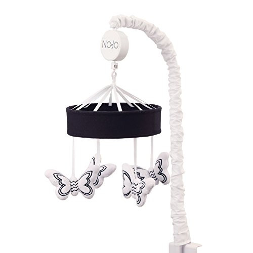 NoJo  Dreamer Butterflies Mobile, Nursery Crib Changing Table Musical Mobile  Black and White Butterflies - STEM