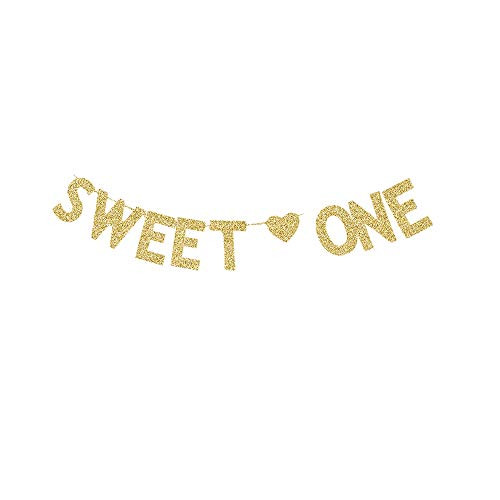 Sweet One Banner, Baby's 1st/First Birthday Party Decorations Gold Gliter Paper Signs Sweet One Banner, Baby's 1st/First Birthday Party Decorations Gold Gliter Paper Signs