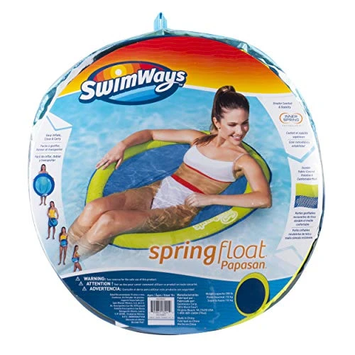 SwimWays Spring Float Papasan - Mesh Float for Pool or Lake - Light Blue / Lime