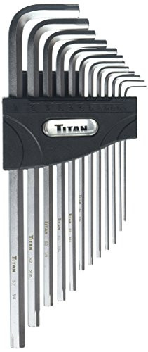 Titan Tools 12756 Extra-Long Arm SAE Hex Extractor and Hex Key Set - 12 Piece