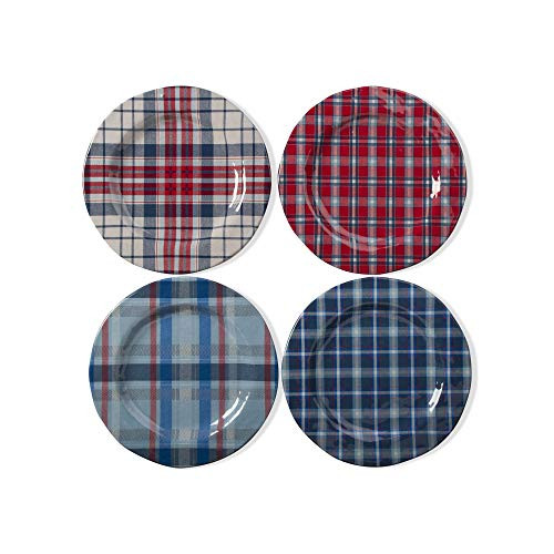 TAG Jessie Red, White & Blue Patriotic Melamine Dinner Plate Set Of 4 Dinnerware Serving Plate Multicolored