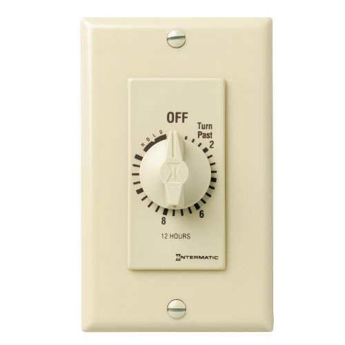 Intermatic FD12HH 12-Hour Spring-Loaded Automatic shut-off Wall Timer for Fans and Lights with Hold, Ivory