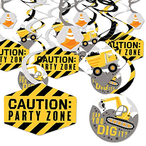 Big Dot of Happiness Dig It - Construction Party Zone - Baby Shower or Birthday Party Hanging Decor - Party Decoration Swirls - Set of 40 Big Dot of Happiness Dig It - Construction Party Zone - Baby Shower or Birthday Party Hanging Decor - Party Decoration Swirls - Set of 40