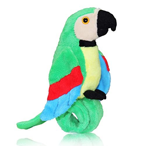 CREATIVE BONNIE Talking Parrot Plush Toy Repeats What You Say, Slap Bracelet Stuffed Animals for Kids, Interactive Mimicry Electronic Pet (Green)