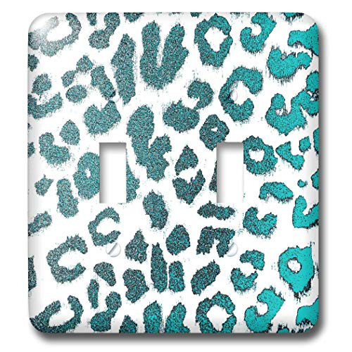 3dRose lsp_30862_2 Teal Green Jewel Leopard Animal Prints Fashion Toggle Switch, Multicolor