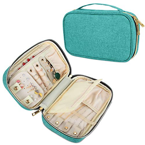 Teamoy Travel Jewelry Organizer Case, Jewelry Storage Bag for Necklaces, Earrings, Bracelets, Rings, Brooches and More, Medium, Green-(Bag Only)