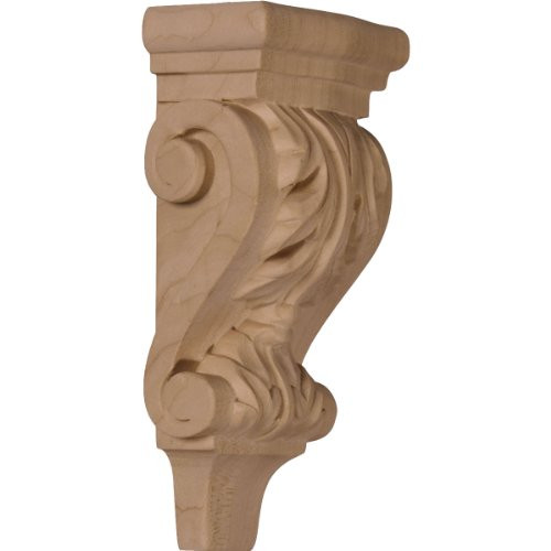 Ekena Millwork CORW03X02X06PAAL 3-Inch W x 1 3/4-Inch D x 6-Inch H Extra Small Acanthus Pilaster Wood Corbel, Alder