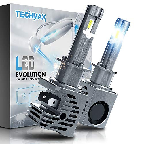 TECHMAX H1 LED Headlight Bulb,Small Design 60W 10000Lm 6500K Xenon White ZES Chips Extremely Bright Conversion Kit of 2