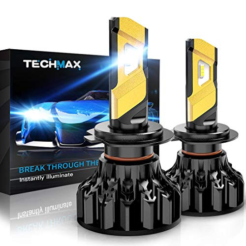 TECHMAX H7 LED Headlight Bulb,360 Degree Adjustable Beam Angle Cree Chips 12000Lm 6500K Xenon White Extremely Bright Conversion Kit of 2