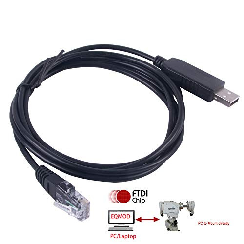Telescopes Equatorial Mount Control Cable for Skywatcher HEQ5pro AZEQ5 AZEQ6 EQ6-R Support EQMOD ASCOM Set Up Sofware Manual Download (6ft/180cm,Asiair or PC to Mount Black)