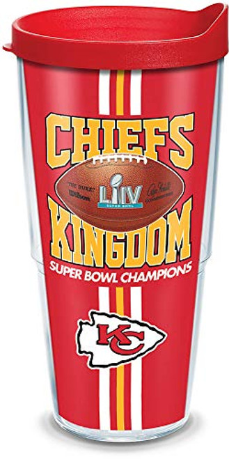 Tervis NFL Kansas City Chiefs Post Win Super Bowl 54 Insulated Tumbler with Wrap and Red Lid, 24oz, Clear Tervis NFL Kansas City Chiefs Post Win Super Bowl 54 Insulated Tumbler with Wrap and Red Lid, 24oz, Clear