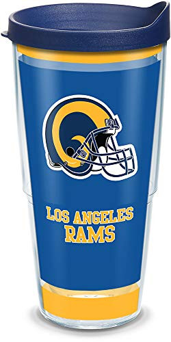 Tervis NFL Los Angeles Rams - Touchdown Insulated Tumbler with Wrap and Navy Blue Travel Lid, 24 oz - Tritan, Clear