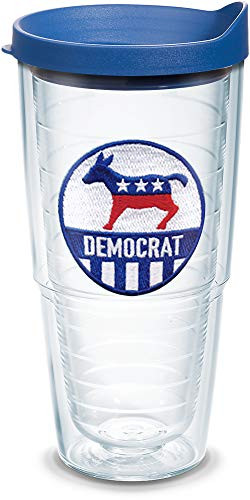 Tervis Democrat Insulated Tumbler with Emblem and Blue Lid, 24oz, Clear