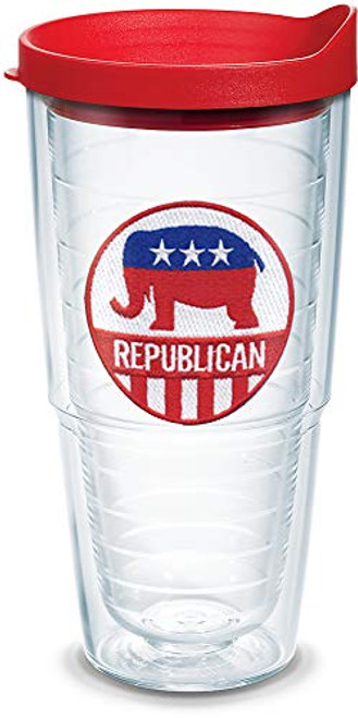 Tervis Republican Insulated Tumbler with Emblem and Red Lid, 24oz, Clear Tervis Republican Insulated Tumbler with Emblem and Red Lid, 24oz, Clear