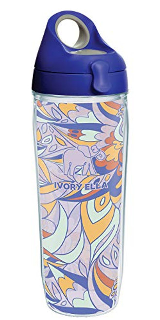 Tervis Ivory Ella - Prairie Florals Insulated Tumbler with Wrap and Blue with Gray Lid, 24oz Water Bottle, Clear Tervis Ivory Ella - Prairie Florals Insulated Tumbler with Wrap and Blue with Gray Lid, 24oz Water Bottle, Clear
