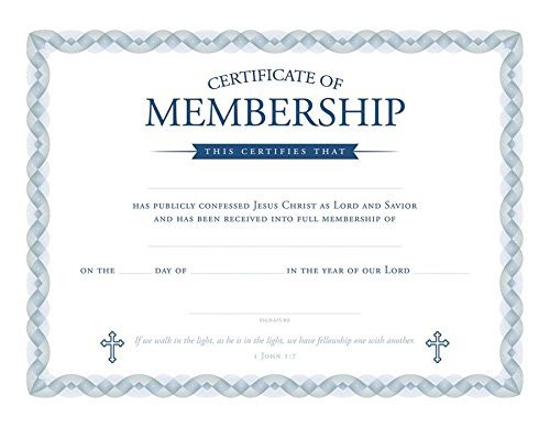 Certificate of Membership - Church Membership - 8.5 x 11 - KJV Scripture -- Premium, Blue Foil Embossed - KJV - (Package of 6)