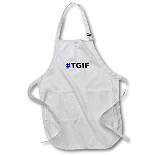 3dRose #TGIF, Blue - Medium Length Apron, 22 by 24-Inch, with Pouch Pockets (apr_107341_2)