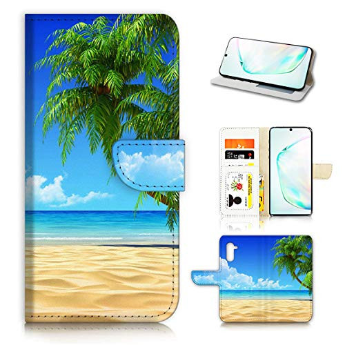 for Samsung Galaxy Note 10, Designed Flip Wallet Phone Case Cover, A20101 Beach Sea Sky