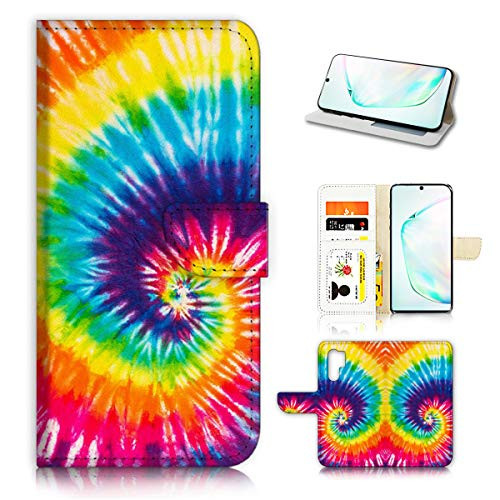 for Samsung Note 10+, Galaxy Note 10 Plus, Designed Flip Wallet Phone Case Cover, A21803 Abstract Tie Dye 21803