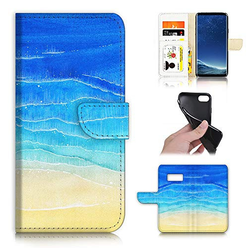 for Samsung S8, Galaxy S8, Designed Flip Wallet Phone Case Cover, A21902 Summer Blue Sea Beach 21902